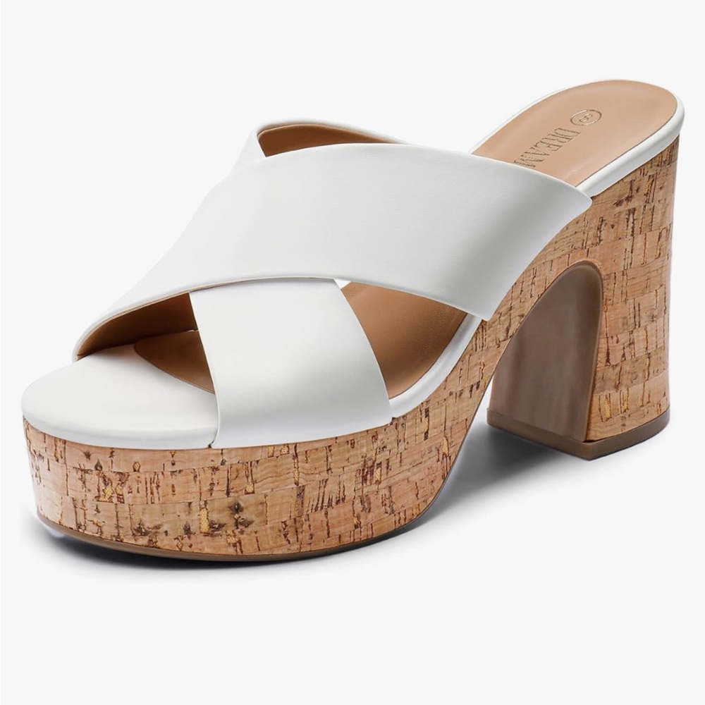 Dream Pairs Open Toe White Platform Sandals Size 7 Excellent Used Condition - Picture 4 of 5